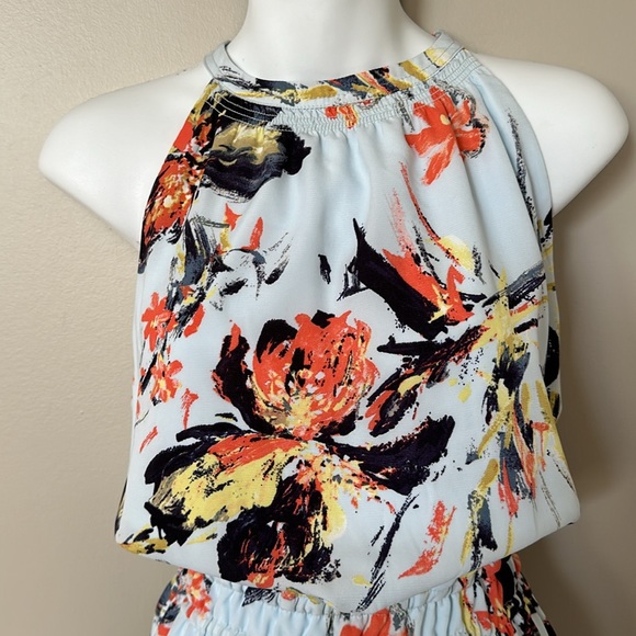 Dex Floral dress light blue and orange and black/navy - Picture 4 of 8